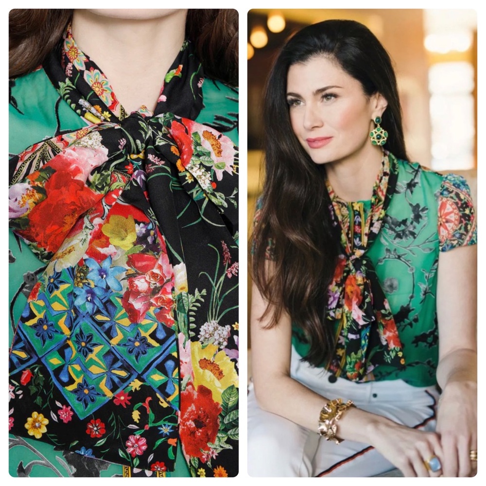 ALICE + OLIVIA Jeannie Bow Cap Sleeve Top